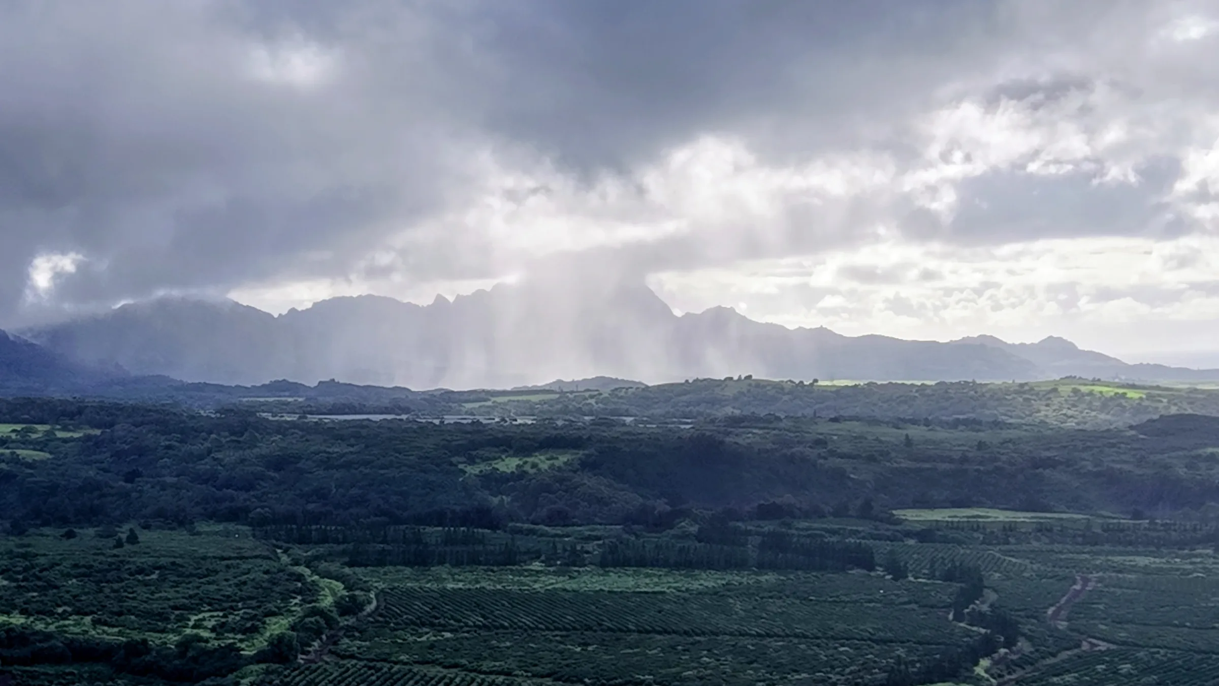 Aerial still — Kauai coastline